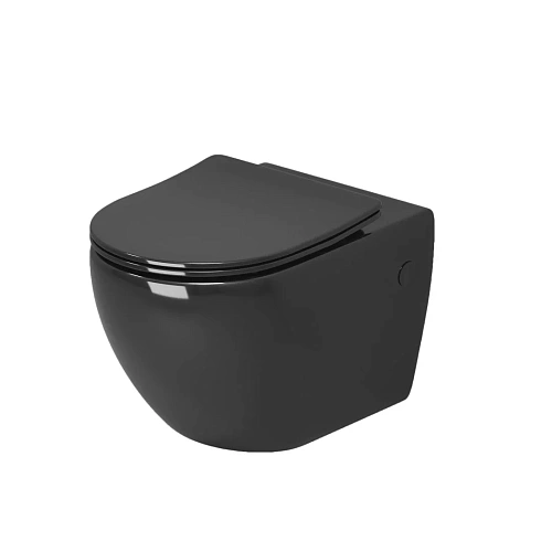 Унитаз подвесной GROSSMAN GR-4411BS Color 560x360x350 черный безободковый с тонкой крышкой Унитаз подвесной GROSSMAN GR-4411BS Color 560x360x350 черный безободковый с тонкой крышкой