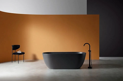 Ванна отдельностоящая ABBER AM9941B 170x75 универсальная, черная матовая, искусственный камень Ванна отдельностоящая ABBER AM9941B 170x75 универсальная, черная матовая, искусственный камень