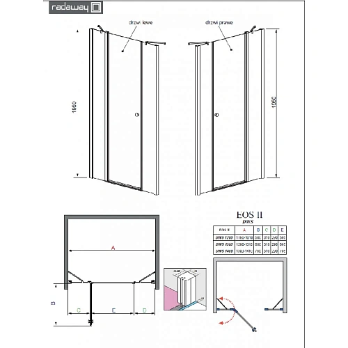 Душевая дверь Radaway EOS II DWS 3799455-01L 130 см прозрачное стекло L Душевая дверь Radaway EOS II DWS 3799455-01L 130 см прозрачное стекло L