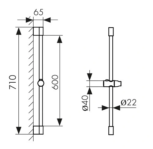 Душевая штанга Kaiser R-1145 нерж. сталь, White matt Душевая штанга Kaiser R-1145 нерж. сталь, White matt