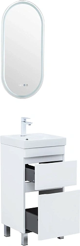 Тумба под раковину Aquanet Слим 40 00346040 напольная, белый сатин Тумба под раковину Aquanet Слим 40 00346040 напольная, белый сатин