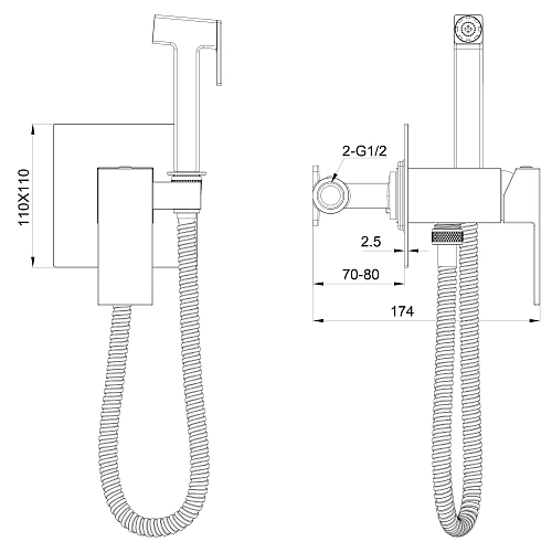 Гигиенический душ Wonzon & Woghand CUBE брашированный никель (WW-88829016-BN) Гигиенический душ Wonzon & Woghand CUBE брашированный никель (WW-88829016-BN)