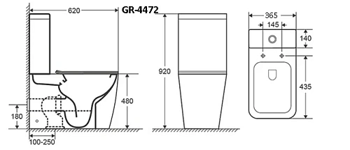 Унитаз напольный GROSSMAN GR-4472S Style 620x365x920 безободковый с высокой чашей 48 см с сиденьем Унитаз напольный GROSSMAN GR-4472S Style 620x365x920 безободковый с высокой чашей 48 см с сиденьем