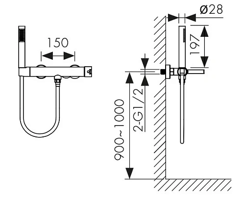 Смеситель для ванны Kaiser Serio 05477-9 Черный матовый Смеситель для ванны Kaiser Serio 05477-9 Черный матовый