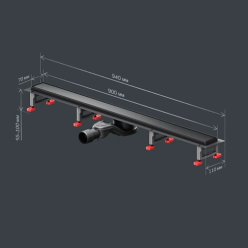 Душевой лоток AM.PM Master Flow W01SC-U11-090-04BM Tile 90см, черный матовый Душевой лоток AM.PM Master Flow W01SC-U11-090-04BM Tile 90см, черный матовый