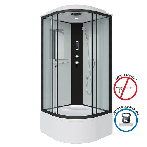 Душевая кабина Niagara Classic NG-6709-14P (1000х1000х2150) высокий поддон (45см) стекло прозрачное черные профиля 67091414P Душевая кабина Niagara Classic NG-6709-14P (1000х1000х2150) высокий поддон (45см) стекло прозрачное черные профиля 67091414P