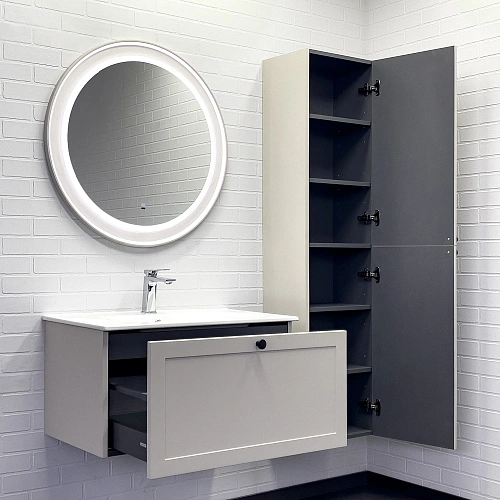 Тумба с раковиной Comforty Ереван 80 00-00014864 серый шелк раковина Comforty 80E Тумба с раковиной Comforty Ереван 80 00-00014864 серый шелк раковина Comforty 80E