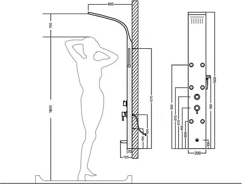 Душевая панель Aquanet Galaxy Matt AP40-02 Душевая панель Aquanet Galaxy Matt AP40-02