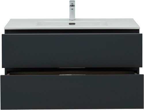 Тумба под раковину Aquanet Алвита New 100 2 ящика, антрацит 00277519 Тумба под раковину Aquanet Алвита New 100 2 ящика, антрацит 00277519