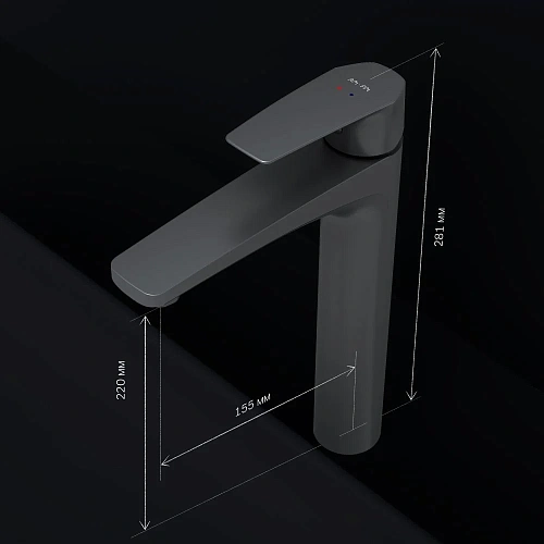 Смеситель для раковины AM.PM Gem F90A92022 высокий, черный Смеситель для раковины AM.PM Gem F90A92022 высокий, черный