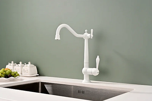 Смеситель для кухни Paulmark RETRO белый матовый Re213226-WH Смеситель для кухни Paulmark RETRO белый матовый Re213226-WH