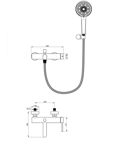 Смеситель для ванны Wonzon & Woghand STICK брашированный никель (WW-88639017-BN) Смеситель для ванны Wonzon & Woghand STICK брашированный никель (WW-88639017-BN)
