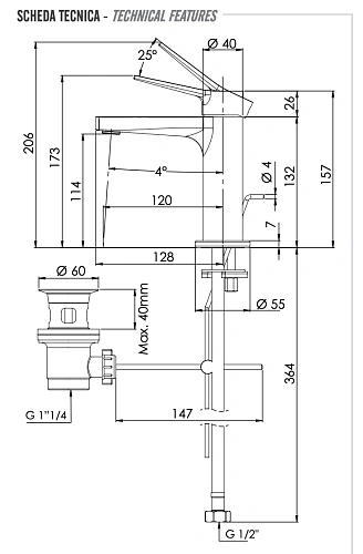 Смеситель для раковины Remer Slash SL10 Смеситель для раковины Remer Slash SL10