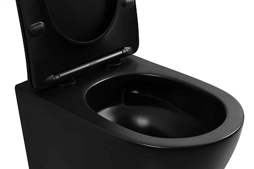 Унитаз подвесной ABBER Bequem AC1100TMB черный матовый, безободковый, смыв торнадо Унитаз подвесной ABBER Bequem AC1100TMB черный матовый, безободковый, смыв торнадо