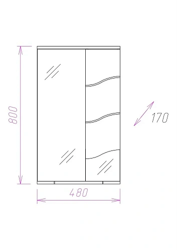 Зеркальный шкаф Onika ЛАЙН 48.01 правый 204802 Зеркальный шкаф Onika ЛАЙН 48.01 правый 204802