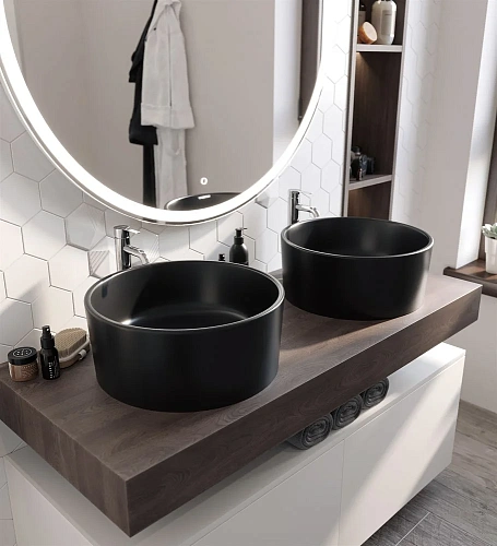 Комплект мебели STWORKI Ольборг 120 столешница дуб карпентер, без отверстий, 2 тумбы 60 + 2 раковины 483398 Комплект мебели STWORKI Ольборг 120 столешница дуб карпентер, без отверстий, 2 тумбы 60 + 2 раковины 483398