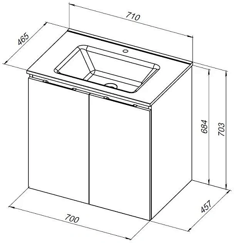 Тумба под раковину Aquanet Алвита new 70 2 дверцы, серый 00303903 Тумба под раковину Aquanet Алвита new 70 2 дверцы, серый 00303903