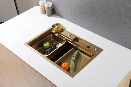 Кухонная мойка ABBER Wasser Kreis AF2194G золото матовое Кухонная мойка ABBER Wasser Kreis AF2194G золото матовое