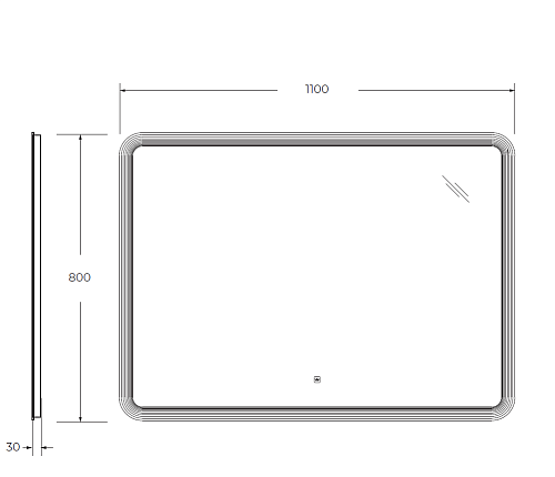 Зеркало CEZARES DUET с лазерной гравировкой подсветкой и сенсорным выключателем CZR-SPC-DUET-1100-800-LED-TCH 1100x800x30 Зеркало CEZARES DUET с лазерной гравировкой подсветкой и сенсорным выключателем CZR-SPC-DUET-1100-800-LED-TCH 1100x800x30