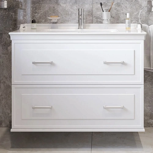 Тумба с раковиной STWORKI Хадстен 100 белая 540894 Тумба с раковиной STWORKI Хадстен 100 белая 540894