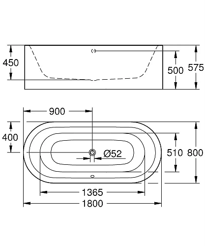 Ванна отдельностоящая GROHE Essence, 180 х 80 х 57,5, альпин-белый (39729000) Ванна отдельностоящая GROHE Essence, 180 х 80 х 57,5, альпин-белый (39729000)