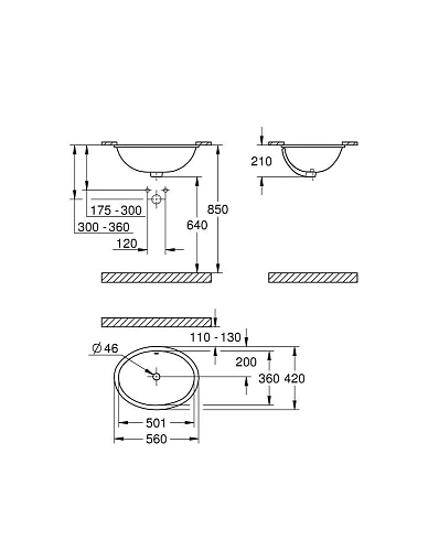 Раковина GROHE Bau Ceramic Universal 55 см, альпин-белый (39423000) Раковина GROHE Bau Ceramic Universal 55 см, альпин-белый (39423000)