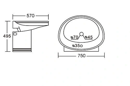 Раковина CeramaLux 4290 подвесная, белый/золото Раковина CeramaLux 4290 подвесная, белый/золото
