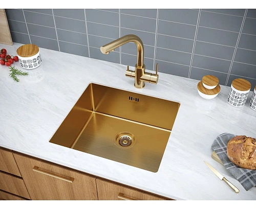 Кухонная мойка Paulmark GERBERG 48 UNI, PM254844-BG, брашированное золото, 480х440мм Кухонная мойка Paulmark GERBERG 48 UNI, PM254844-BG, брашированное золото, 480х440мм