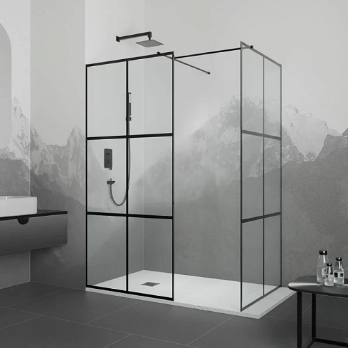 Душевая перегородка RGW Walk In WA-021B (WA-011B (2 шт.) + S-1220B) 900x1000 мм 35102190-84 черный, Easy Clean Душевая перегородка RGW Walk In WA-021B (WA-011B (2 шт.) + S-1220B) 900x1000 мм 35102190-84 черный, Easy Clean