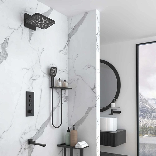 Душевая система Vincea VSFW-433TI4RMB встраиваемый, термостатический, трехрежимный, черный Душевая система Vincea VSFW-433TI4RMB встраиваемый, термостатический, трехрежимный, черный