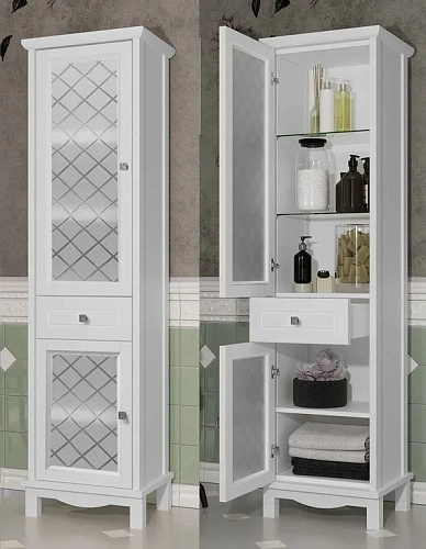 Шкаф-пенал Opadiris Омега, белый матовый, левый, 2 вар. 00-00007360 Шкаф-пенал Opadiris Омега, белый матовый, левый, 2 вар. 00-00007360