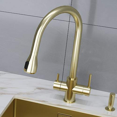 Смеситель для кухни Paulmark LANGE светлое золото La214212-LG Смеситель для кухни Paulmark LANGE светлое золото La214212-LG