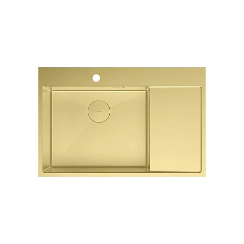 Кухонная мойка Lemark KEZADRA 780L из нержавеющей стали, с крылом (чаша слева), светлое золото 9938150 Кухонная мойка Lemark KEZADRA 780L из нержавеющей стали, с крылом (чаша слева), светлое золото 9938150
