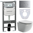 Детальная картинка товара «комплект унитаза ceramica nova forma rimless cn3009 c шумоизоляцией cn1000 инсталляцией envision клавишей смыва round хром матовый и креплениями cn1001m»