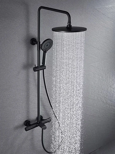 Душевая система Vincea Esse VSFS-1E1TMB термостатическая, черный Душевая система Vincea Esse VSFS-1E1TMB термостатическая, черный