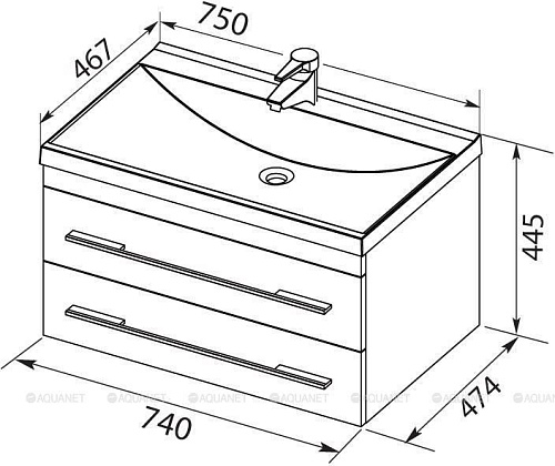 Тумба под раковину Aquanet Верона 75 New черный матовый 00272427 Тумба под раковину Aquanet Верона 75 New черный матовый 00272427