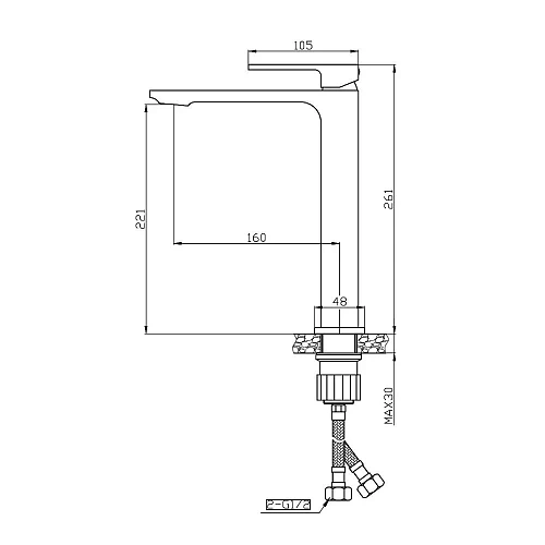 Смеситель для раковины Orange Lutz M04-121cr Смеситель для раковины Orange Lutz M04-121cr
