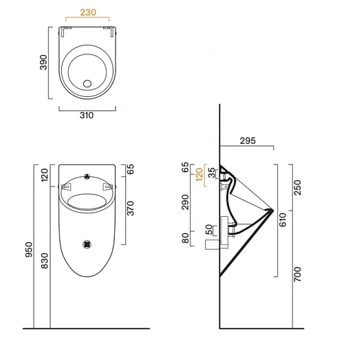 Писсуар Catalano Comfort 0932610001 61x31, белый глянцевый Писсуар Catalano Comfort 0932610001 61x31, белый глянцевый
