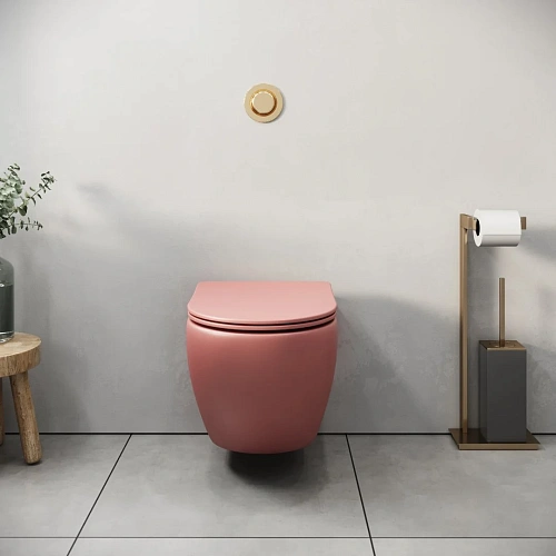 Унитаз подвесной GROSSMAN GR-4455PIMS Color 495x365x375 розовый матовый безободковый с тонкой крышкой Унитаз подвесной GROSSMAN GR-4455PIMS Color 495x365x375 розовый матовый безободковый с тонкой крышкой