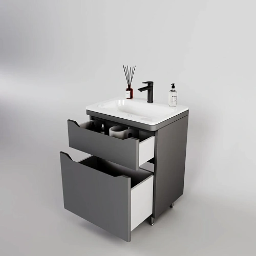Тумба под раковину Style Line Марелла 60 Люкс антискрейтч серый, PLUS напольная СС-00002397 Тумба под раковину Style Line Марелла 60 Люкс антискрейтч серый, PLUS напольная СС-00002397