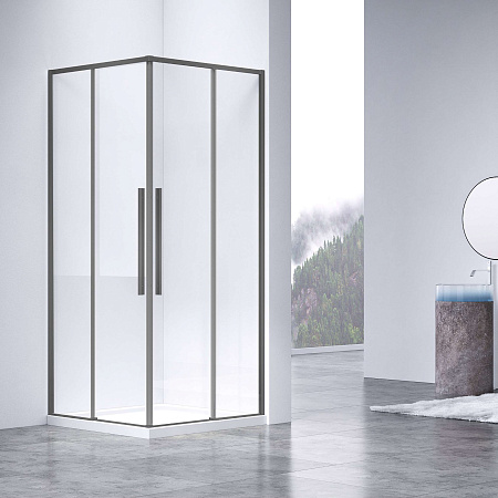 Душевой уголок Vincea Slim-N VSS-4SN900CLGM 900x900 вороненая сталь стекло прозрачное