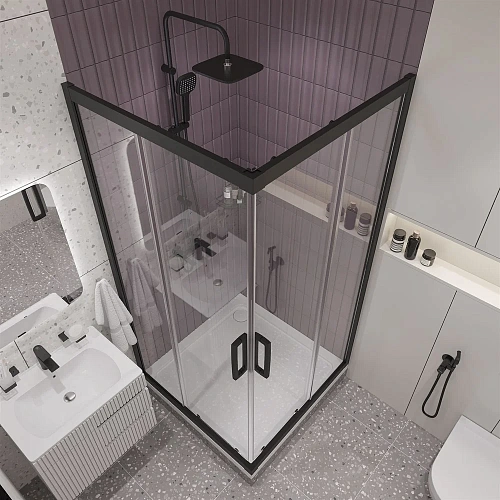 Душевой уголок STWORKI Дублин 100x100 см профиль черный матовый 464900 Душевой уголок STWORKI Дублин 100x100 см профиль черный матовый 464900