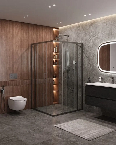 Душевой уголок CEZARES MOLVENO-A-22-100+30-C-GM-IV цвет профиля оружейная сталь стекло прозрачное 1300x1300 мм Душевой уголок CEZARES MOLVENO-A-22-100+30-C-GM-IV цвет профиля оружейная сталь стекло прозрачное 1300x1300 мм