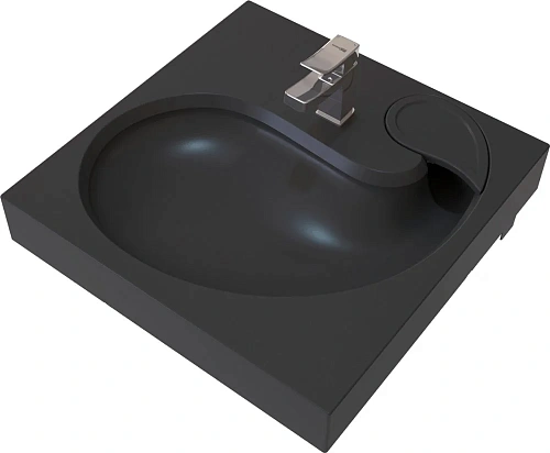 Раковина STWORKI Дублин 60 см черная матовая, на стиральную машину 558133 Раковина STWORKI Дублин 60 см черная матовая, на стиральную машину 558133