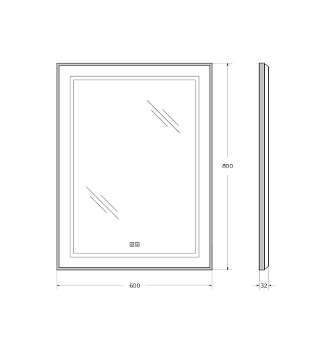 Зеркало BelBagno SPC-KRAFT-600-800-LED-TCH-WARM-NERO 600x32x800 мм с подсветкой сенсорным выключателем и подогревом Зеркало BelBagno SPC-KRAFT-600-800-LED-TCH-WARM-NERO 600x32x800 мм с подсветкой сенсорным выключателем и подогревом