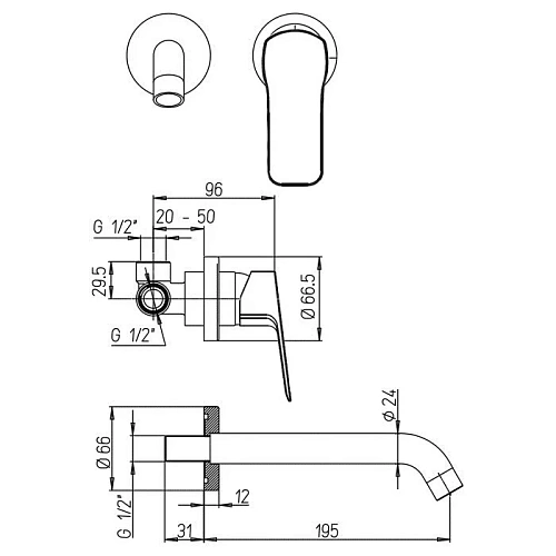 Смеситель для раковины Paini Viva Style P4CR208 встраиваемый, хром Смеситель для раковины Paini Viva Style P4CR208 встраиваемый, хром