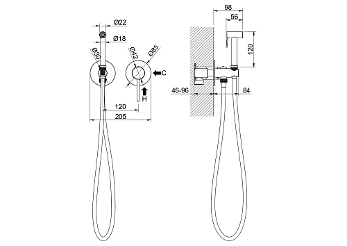 Гигиенический душ Aquatek Европа AQ1319BG золото шлифованное, встраиваемый Гигиенический душ Aquatek Европа AQ1319BG золото шлифованное, встраиваемый