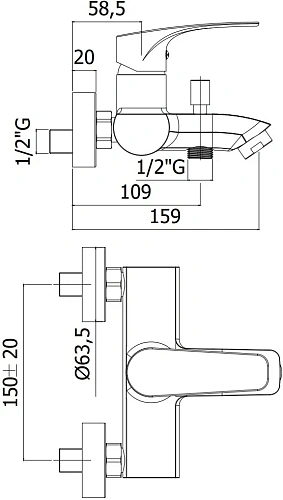 Смеситель для ванны Paffoni Lime LM022CR Смеситель для ванны Paffoni Lime LM022CR