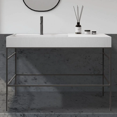 Консоль с раковиной ABBER Stein AS2647 напольная, белая матовая Консоль с раковиной ABBER Stein AS2647 напольная, белая матовая