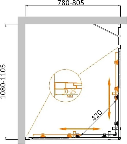 Душевой уголок CEZARES MOLVENO-AH-21-80+30-C-Cr-IV 110x80см стекло прозрачное, профиль хром Душевой уголок CEZARES MOLVENO-AH-21-80+30-C-Cr-IV 110x80см стекло прозрачное, профиль хром